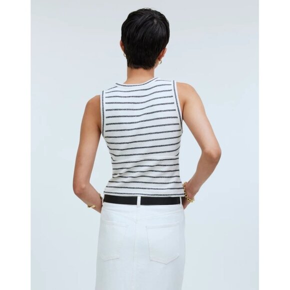 Madewell Split-Crewneck Cardigan Tank in Lighthouse Stripe - Picture 4 of 10